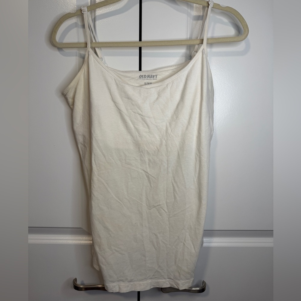 Old Navy White Stretch Cami Tank Top Adjustable Straps Fitted XL/TG/XG